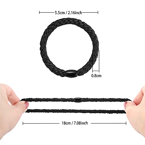 Black Elastic Hair Ties for Women and Girls, Funtopia 30 Pcs No Metal No Slip Braided Ponytail Holders for Thick and Medium Hair - color: 4.Black