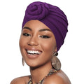African Women Turban Caps Pre-Tied Twisted Turbans Head Scarf for Women Hair Wraps Cover Beanie Cancer Chemo Headwear - color: 1 Pack Twisted Braid Flower: Purple