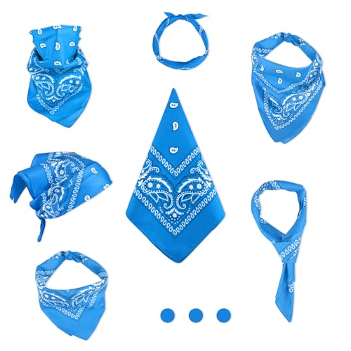 NACHLYNN 10/20pcs Paisley Bandanas Assorted Bandanas Cowboy Polyester Headbands Square Scarf Headwear - color: Blue