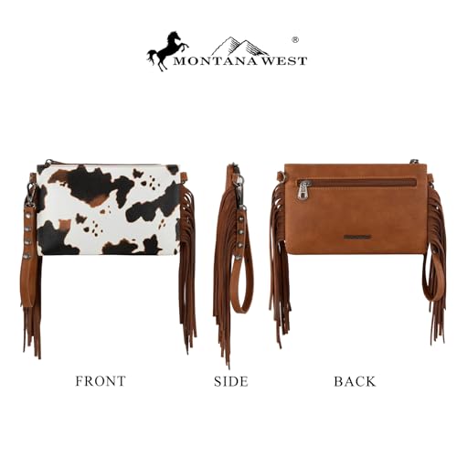 Montana West Western Purse for Women Crossbody Bag Wristlet Clutch Purse - color: A3 Pattern Cow Brown