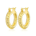 Gold Plated Hoop Earrings for Women 14K Gold Plated Earrings for Women Hypoallergenic Lightweight Wrinkle Texture Earrings Womens 20mm/25mm/30mm - size: 20mm