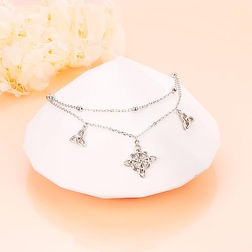 Anklets for Women S925 Sterling Silver Adjustable Beach Foot Ankle Bracelet Jewelry Gifts - style: Celtic Knot 2