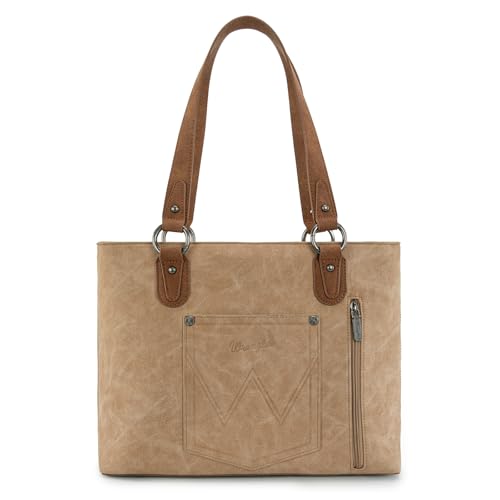 Wrangler Multi Pockets Tote Bag for Women Western Braided Shoulder Bag with Large Capacity for Everyday - color: Rtero-tan