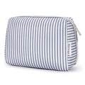 Narwey Striped Makeup Bag Travel Cosmetic Bag Organizer Toiletry Bag Make Up Bags with Compartments for Women Girls (Large, Greyish Blue Stripe) - color: A-Greyish Blue Stripe, style: Large