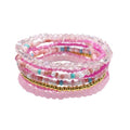 Boho Stackable Rice Beaded Bracelet Set for Women 8-10Pcs Colorful Handmade Multilayered Crystal Beads Bracelets Summer Beach Bohemian Jewelry Gift - color: B Pink