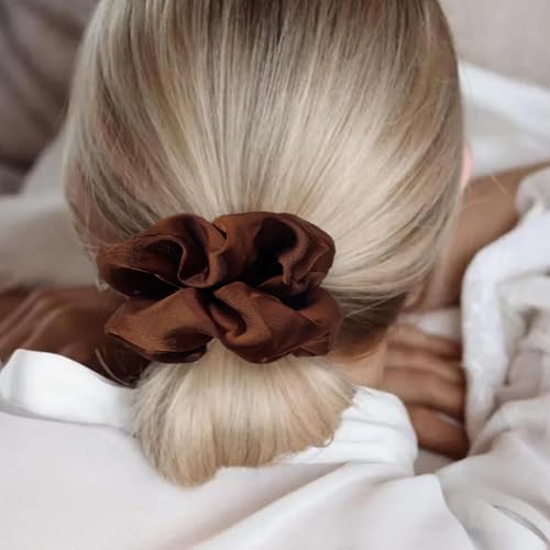 Hair Scrunchies for Women - Hair Ties No Damage Both for Thick Hair or Thin Hair Curl Hair No Crease Scrunchies Ponytail Holder No Hurt Your Hair - color: Light Brown