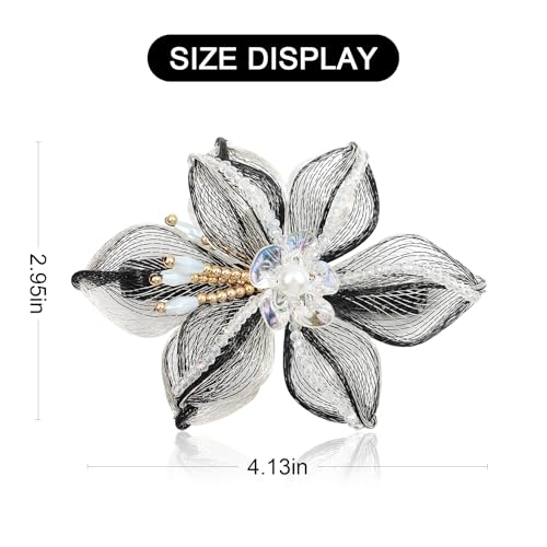 Mistofu 3.14Inch DIY Copper Wire Metal Hand-woven High-level design Barrettes Elegant Hair Accessories, Gifts for Women Girls (Black and White 2) - color: Black and White 2