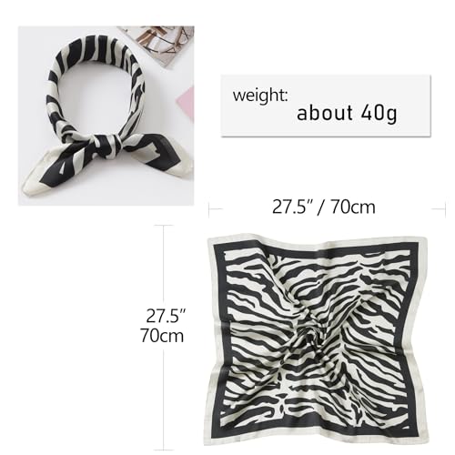 CHUNG Women's Scarf Hair Bandanas Square 27.5" Satin Wrap Fashion Pattern Scarves Emulation Silk Handbag Ribbons Necktie - color: Zebra Stripe