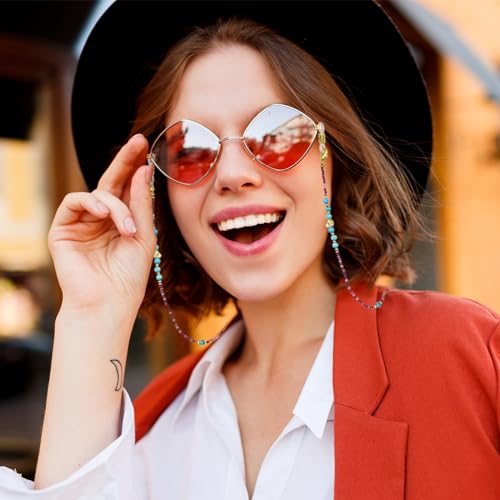Damanse Beaded Glasses Chain,Eyeglass & Sunglass Strap For Women Stylish - color: Turquoise Design