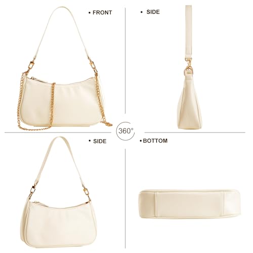 Shoulder Bag for women Crossbody Bags Retro Classic Small Hobo Purse Clutch Tote Handbags with Zipper Closure - color: Beige