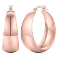 Senteria 12mm Wide Thick Hoop Earrings 925 Sterling Silver Hoop Earrings for Women Hypoallergenic 14K Real Gold Plated Hoops Large Earring Lightweight Chunky Hoops Earring for Women 25/30/40/50MM - color: Rose Gold-25mm