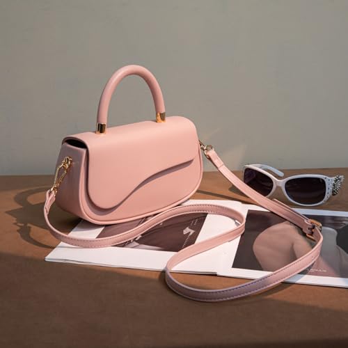 Milan Chiva Small Top Handle Purse for Women Elegant Crossbody Bag with Adjustable Strap for Evening Party & Daily Use - color: Pink