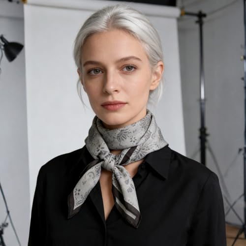 21 x 21 Inch Cotton Bandana for Women and Men,Soft Breathable Head Scarf, Multi-purpose Headband, Hair Scarf - color: Sunflower Gray-un15