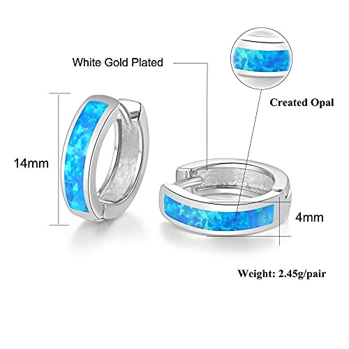 CiNily Huggie Earrings Opal Hinged Hoop Earrings Gold Plated Hypoallergenic Small Hoop Earrings for Women Teen Girls Men Sensitive Ears - color: Blue