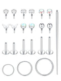 Oveta 16G 18G Flat Back Studs Earrings for Tragus Cartilage Piercing Jewelry, Surgical Steel Nose Rings Hoops 6/8/10mm, Silver/Gold - color: Silver, size: 18g*6/8/10mm bar