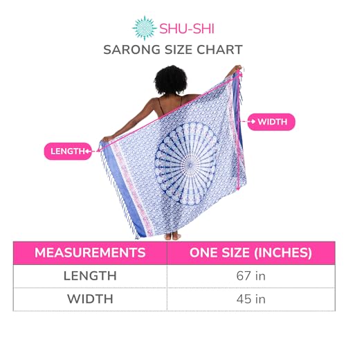 SHU-SHI Sarong Wraps for Women Long Beach Cover ups Pareo Bathing Suit Wrap Skirt Mandala Sarongs Coverup - color: Blue/Pink/Turquoise