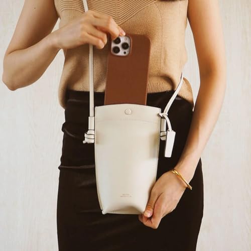 Rever Rubin Phone Crossbody Sling Bag, Leather, Fits Phone, Cards, Essentials | Phone - color: Milk (White)
