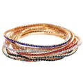 14K Gold Plated Dainty 10Pcs Colorful Cubic Zircon Crystal Beaded Adjustable Stackable Stretch Sparkling Tennis Chain Bracelet Set Birthday Wedding Jewelry for Women - color: mix
