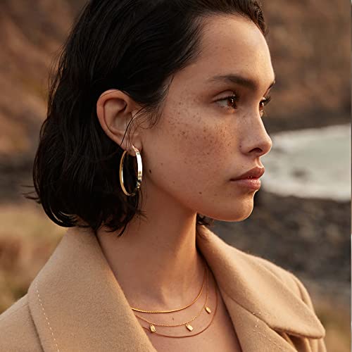 EXGOX Silver Hoop Earrings for Women - Sterling Silver & 14K Gold Plated - Hypoallergenic 925 Silver - Big Hoop Earrings (30/40/50/60/70mm) - color: 4MM Wide-Gold 40mm