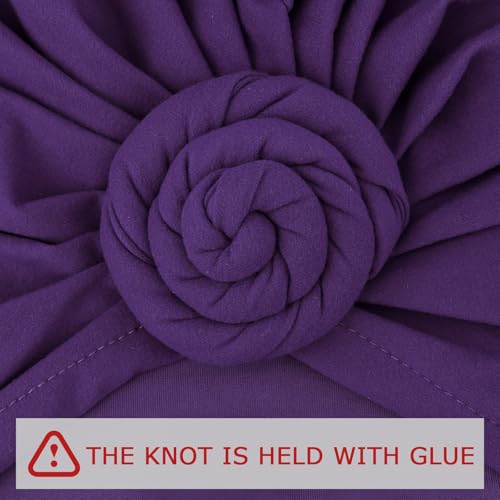 African Women Turban Caps Pre-Tied Twisted Turbans Head Scarf for Women Hair Wraps Cover Beanie Cancer Chemo Headwear - color: 1 Pack Twisted Braid Flower: Purple