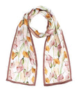 ANDANTINO 100% Silk Scarf for Women 59”*6.3” Long Shawls for Headscarf and Neck- Oblong Hair Wraps with Gift Packed - color: Callas-pink