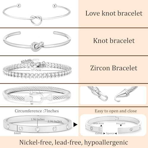 18 K Gold Plated Love Bangle Bracelet Stack Cuff Jewelry for Women Jewelry Set for Women Gift with Box - style: style20