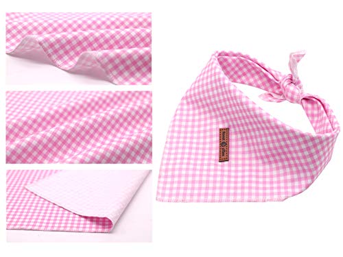 Lionet Paws Dog Bandana Washable Cotton Handkerchief Scarf Triangle Bandana for Small Medium Large Dogs Pink Grid - color: Pink Grid, size: Small (Pack of 1)