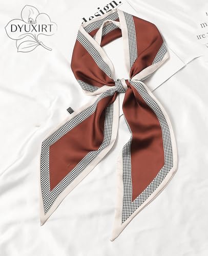 Head Scarf Purse Handle Neck Satin Hair Scarfs For Bag Lightweight Silky Long Thin Women's Fashion Scarves 59 * 5.9” - color: H18-red Black Dot(59*5.9inch)