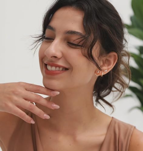 6 Pairs 14K Gold Plated Stud Earrings for Women, Hypoallergenic Cartilage Earrings for Multiple Piercing, Dainty Small Stackable Earrings Set for Jewelry Gift - color: Gold-3 Pairs