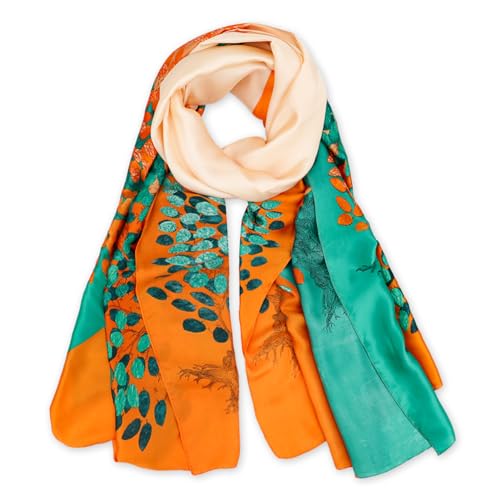 vimate 100% Large Silk Feeling Scarf-Women's Fashion Long Mulberry Silk Satin Neck Scarf Sunscreen Shawl Wrap Headscarf - color: Style 06