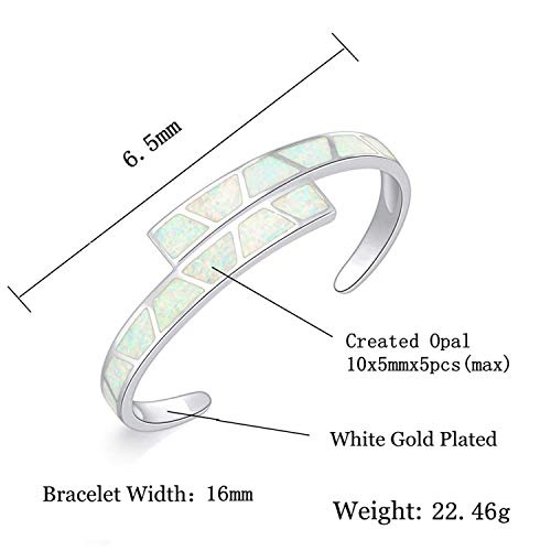 CiNily Womens Cuff Bracelet,Opal Bangle Bracelets Gold Plated Hypoallergenic Ladies Gemstone Open Cuff Bangle Bracelet - color: white+white