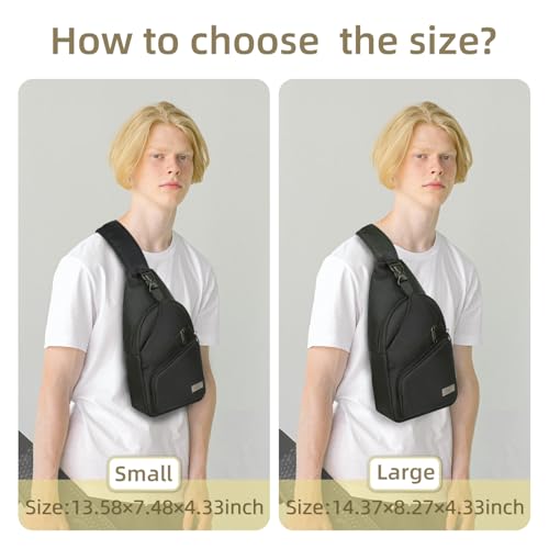 AMJ Crossbody Sling Bag Men Women, Casual Shoulder Backpack, Chest Daypack Satchel for Hiking Travel - color: Black, size: Large