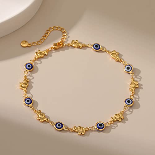Yumikoo 18k Gold Plated Anklet Ankle Bracelets for Women - style: Evil Eye Lucky Elephant