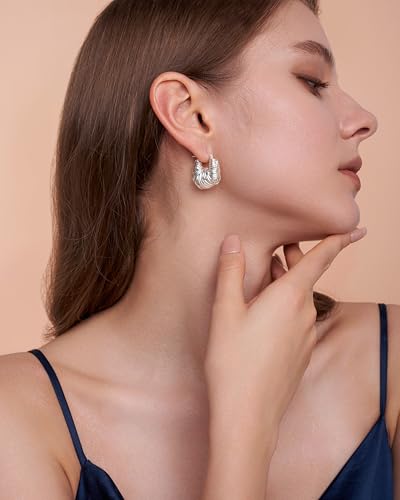 18K Gold Plated Boho Chunky Leaf Floral Geometric Textured Basket Weave Braided Dangling Statement Earrings for Women by SNGIA, Wavy Handmade Trendy Ribbed Fan Dangle Hoop Jewelry Gifts, Summer Round Oval Square African Beachy Vacation Flower Fashion Acce