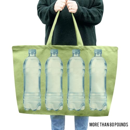 Large Canvas Tote Bag-Extra Big Shopping Beach Totes Bags Reusable Largest Grocery Plain Solid Bag 28"x8"x16" - color: Light Green