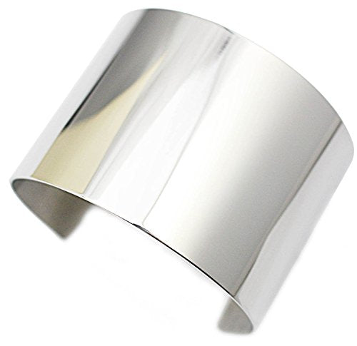 Stainless Steel Smooth Polished Open Cuff Bangle Bracelet for Women Lady Girls Gift - color: white