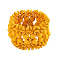 Boho Wide Chunky Colorful Wooden Thick Shell Elastic Stretch Bracelet Handmade Bohemia Summer Beach Vacation Adjustable Lightweight Wood Wristband Jewelry for Women - color: yellow