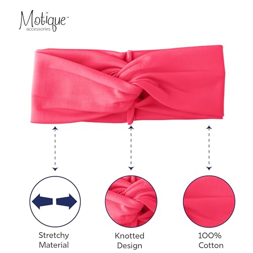 Motique Accessories Solid Twist Turband Headwrap Hair Band for Women (Neon Pink) - color: Neon Pink