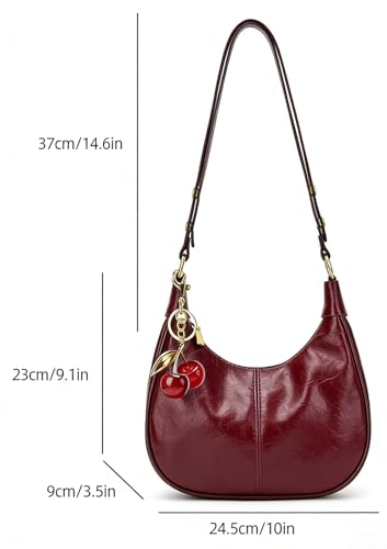 Small Hobo Bags Crescent Shaped Shoulder Bags for Women Mini Cherry Purse Fall Soft Crossbody Handbag 2025 - color: Wy26-28red