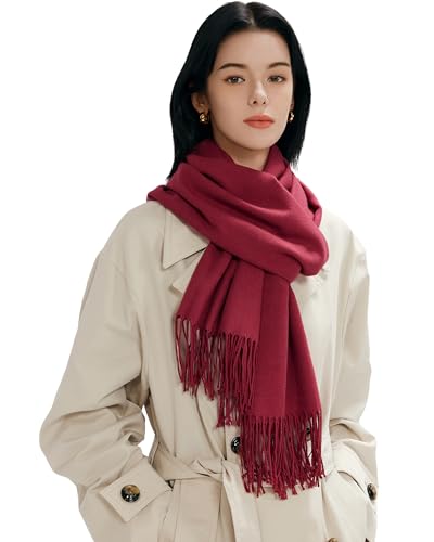 maamgic Women's Winter Scarf Soft Warm Scarf for Women Cozy Shawl Wraps for Women Lightweight Pashmina Style Wrap - color: Solid Burgundy