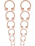 Ruifan 16G Surgical Steel CBR Nose Septum Horseshoe Earring Eyebrow Tongue Lip Nipple Helix Tragus Piercing Ring 6-16mm - color: 6PRS - Rose Gold