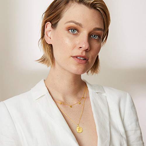 ChicSilver Coin Necklace Sterling Silver Vintage Round Circle Disc Dainty Coin Pendant Necklaces for Women - color: Style C - Gold