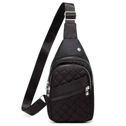 Xsecnua Crossbody Sling Bag Small Sling Backpack, Cross Body Bag Chest Bag for Women Men Travel Hiking Daypack - color: A-black