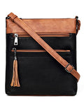 MASINTOR Crossbody Purses for Women, Multi Pocket Casual Crossbody Bag, Adjustable Strap Shoulder Bag with Tassel - color: Black Brown