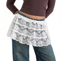 Women's Floral Lace Triangle Hip Scarf Head Kerchief Tie Waist Belt Sheer Hip Wrap Boho Head Scarf Hair Accessory - color: Z5-white