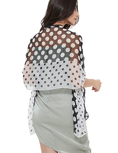 PANTONIGHT Long Chiffon Fashion Scarf Lightweight Chiffon Sheer for women - color: Black/White 720