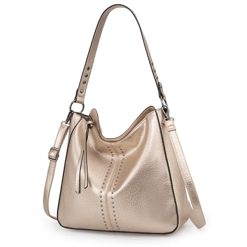 Montana West Hobo Bag for Women Crossbody Purse and Handbags Ladies Chic Shoulder Bags - color: Gold