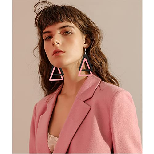 ANXIN Boho Personality Retro Tassel Rectangular Wooden Contrasting colors Earrings Chic Green Temperament Geometric Earrings Jewelry Gifts For Women - color: BLACK Wooden colors Earrings