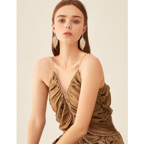 ANXIN boho unique Leather Earrings 2 Layered Lightweight Faux Leather Leaf Earrings Layered Design Drop Earrings Gift for Women - color: Style D