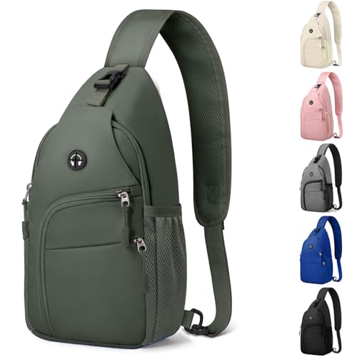 Pritent Crossbody Bags for Women Man, Waterproof Sling Bag Backpack Trendy Casual Cross Body Bags with Convertible Shoulder Strap Chest Bag for Camping Hiking Travel Essentials (Wine, Medium) - color: Green, size: Medium